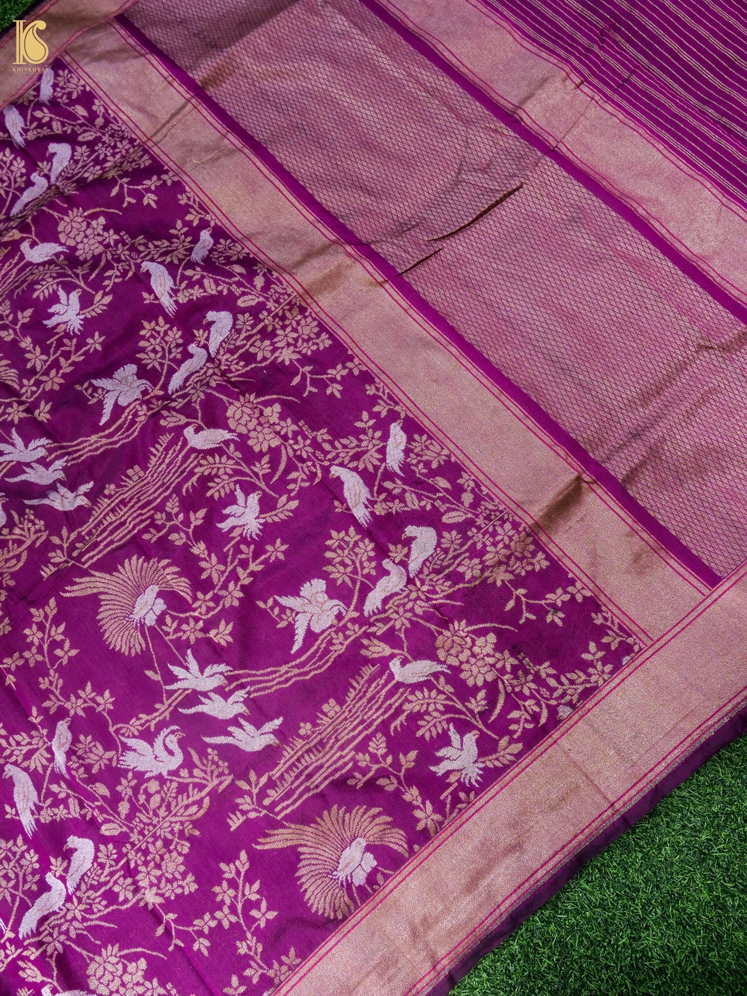 Handwoven Banarasi Katan Silk Dupatta in Mulberry Purple - Bulbul