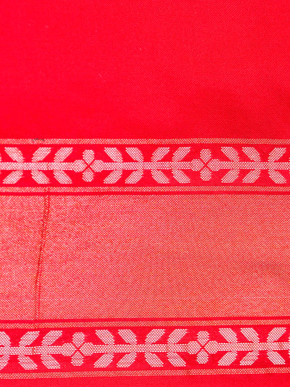 Banarasi Katan Silk Jamdani Saree in Tomato Red