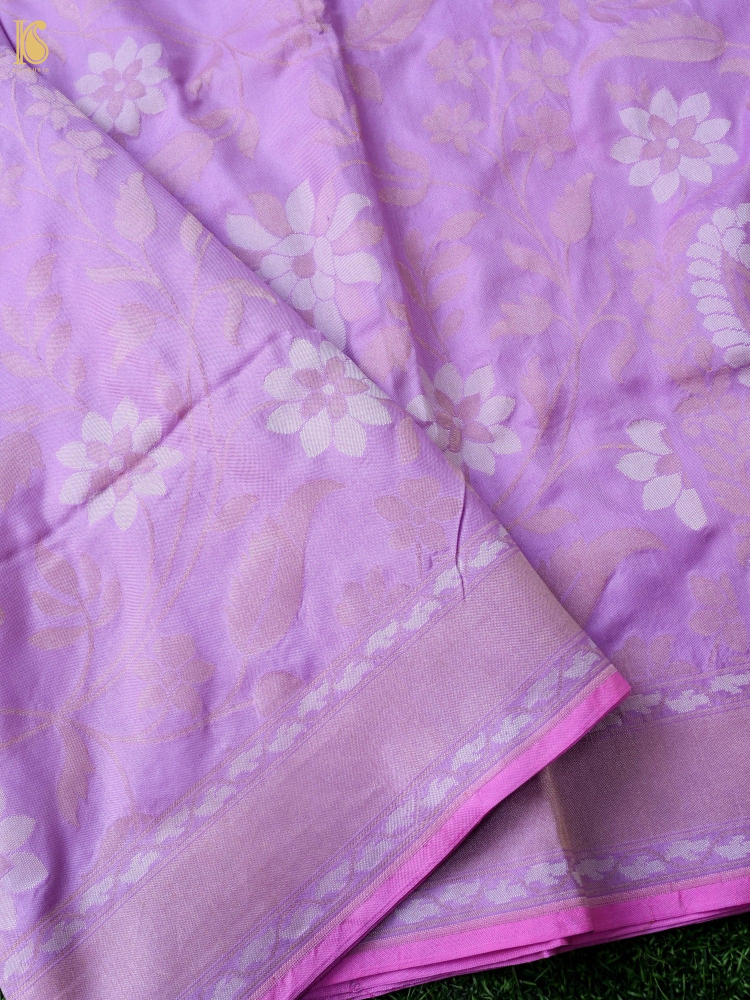 Banarasi Katan Silk Jamdani Saree in Lavender Mist