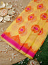 Handwoven Banarasi Organza Silk Saree in butter yellow with intricate gold zari work, crafted by Khinkhwab.