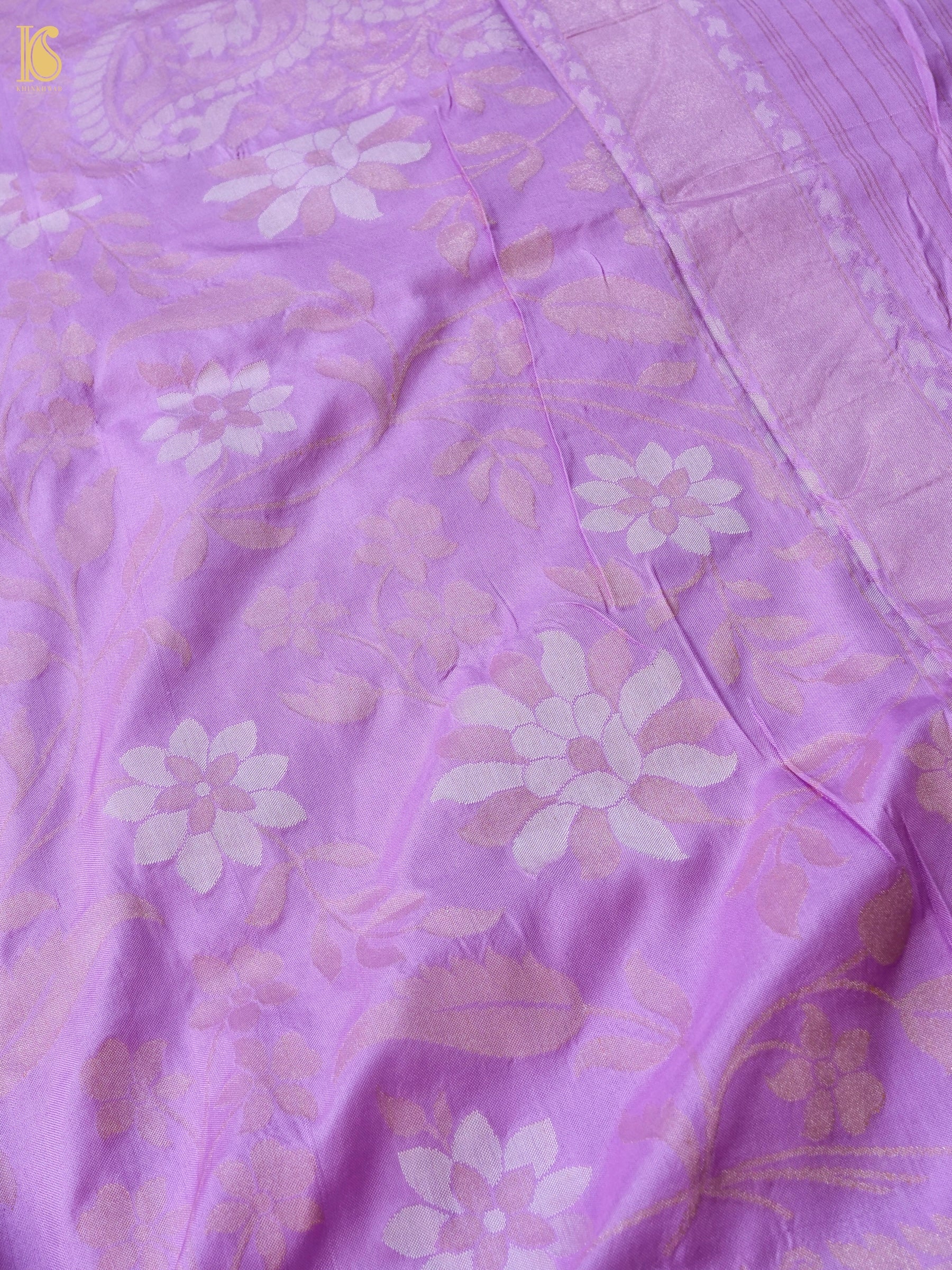 Banarasi Katan Silk Jamdani Saree in Lavender Mist