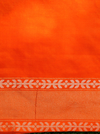 Banarasi Katan Silk Jamdani Saree in Saffron Orange