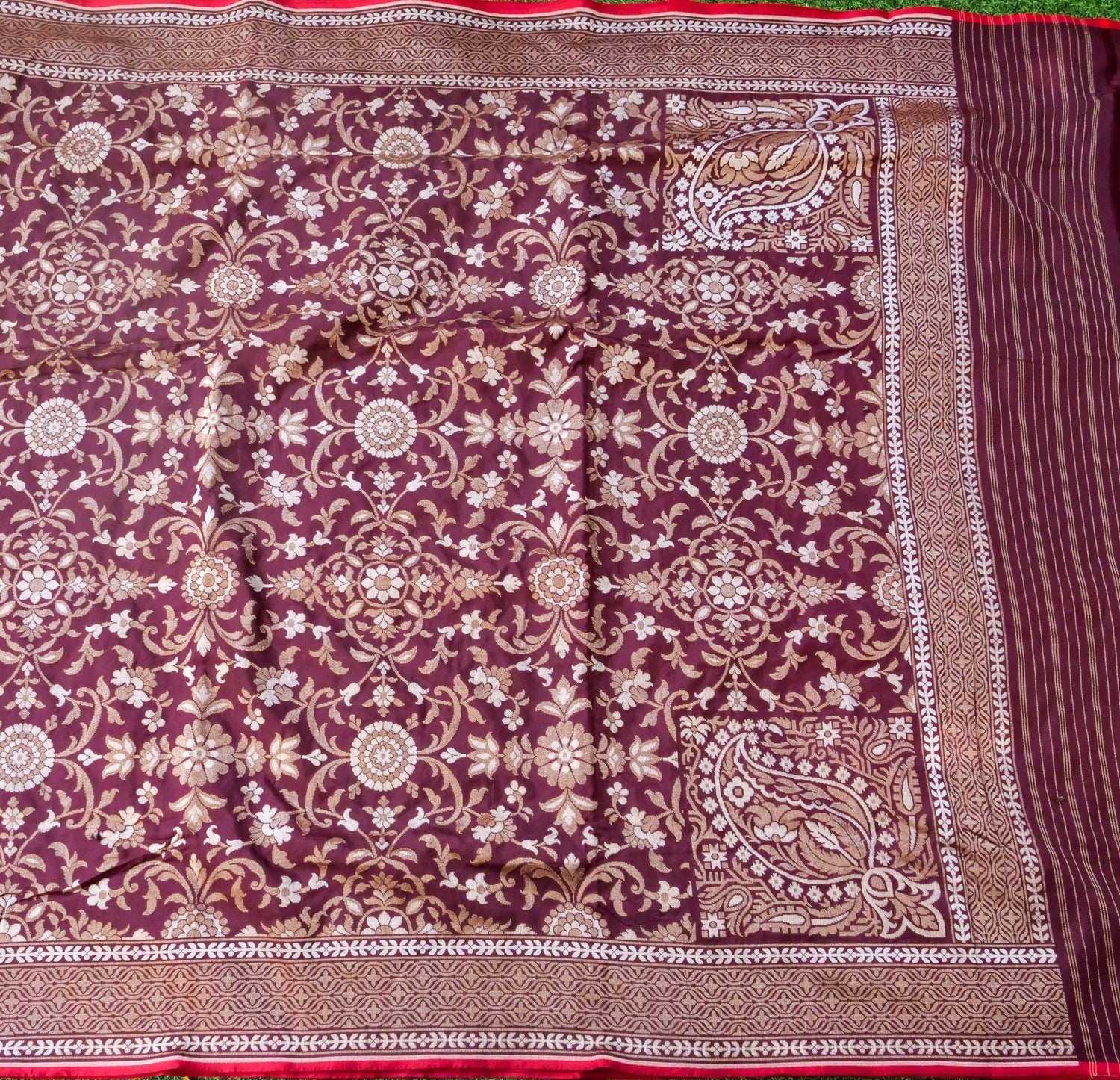 Banarasi Katan Silk Jamdani Saree in Wine Maroon