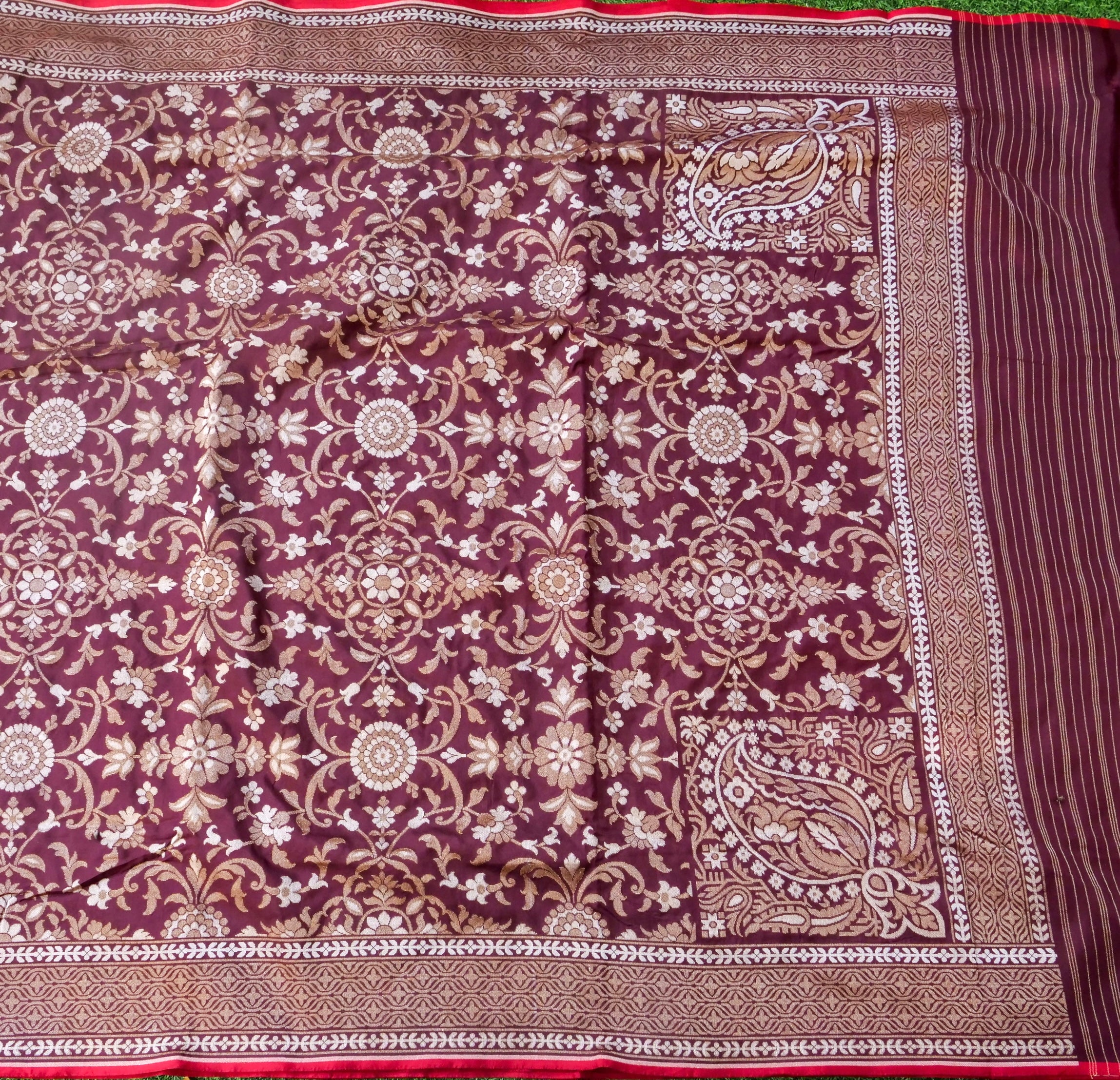 Banarasi Katan Silk Jamdani Saree in Wine Maroon