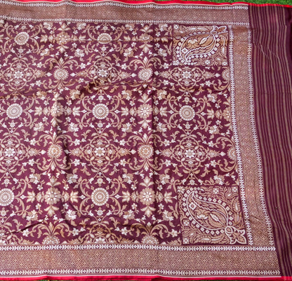 Banarasi Katan Silk Jamdani Saree in Wine Maroon