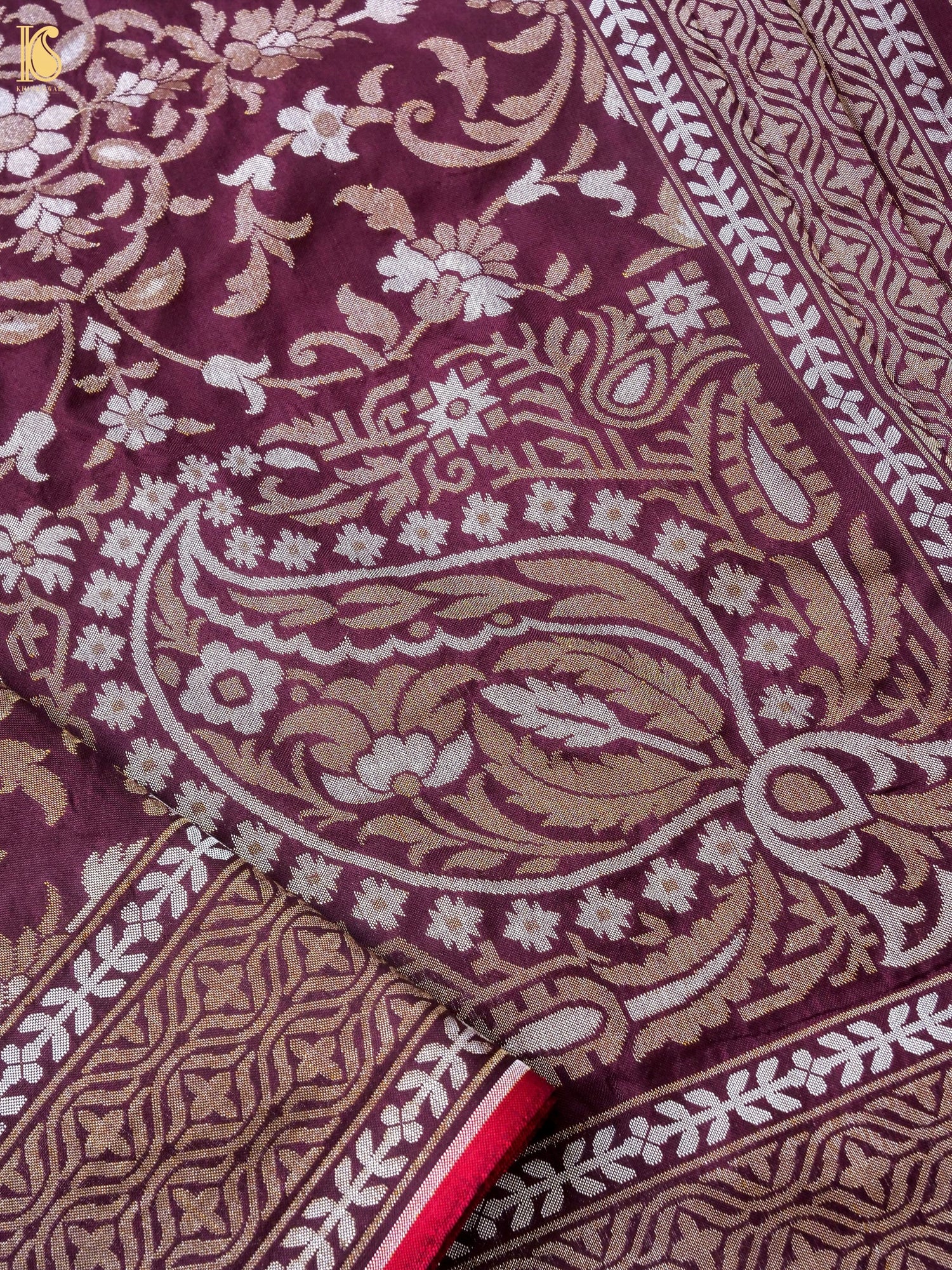 Banarasi Katan Silk Jamdani Saree in Wine Maroon