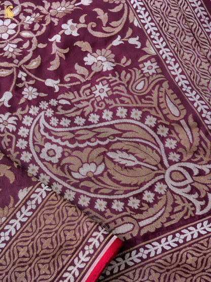 Banarasi Katan Silk Jamdani Saree in Wine Maroon