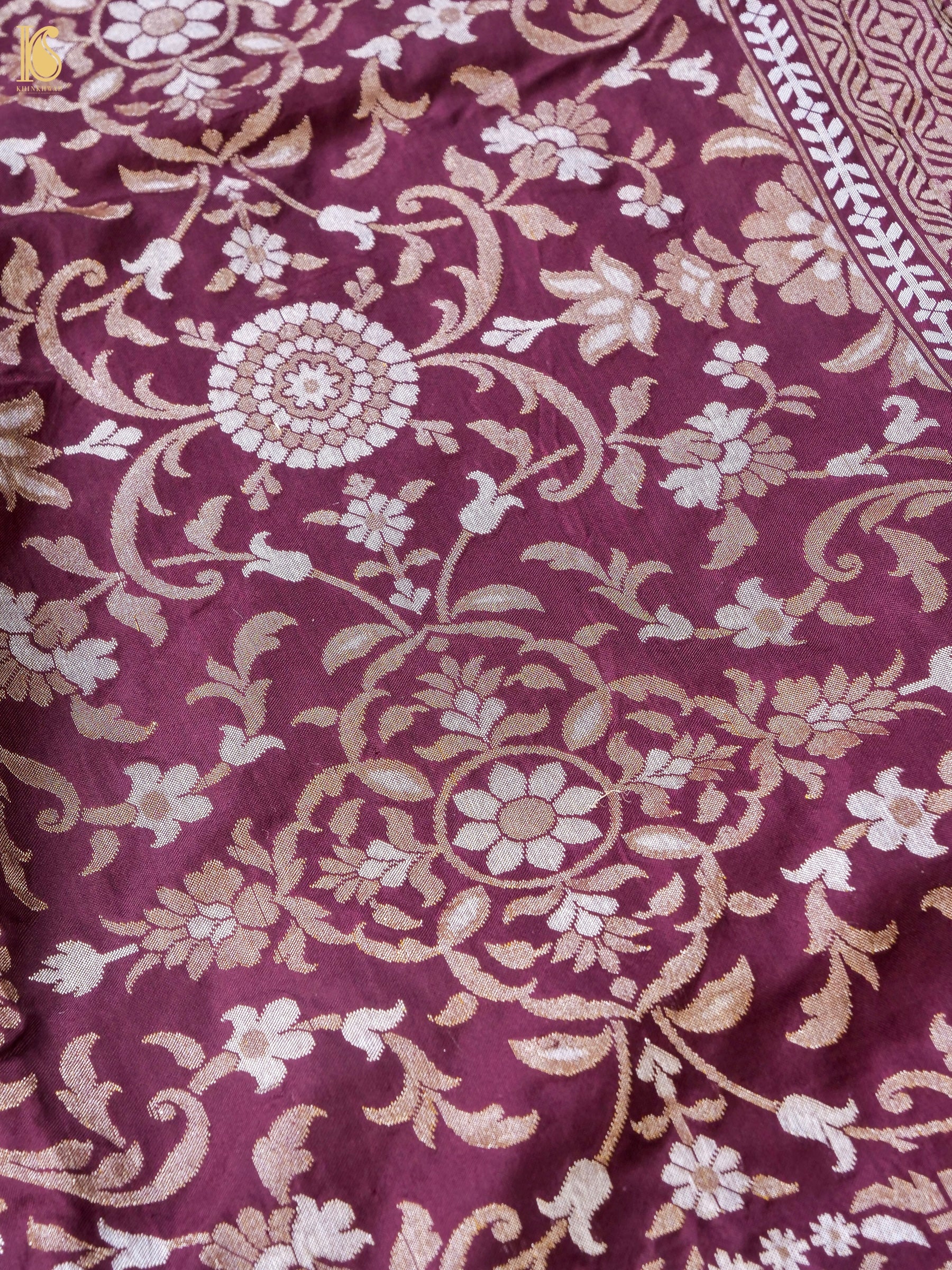 Banarasi Katan Silk Jamdani Saree in Wine Maroon