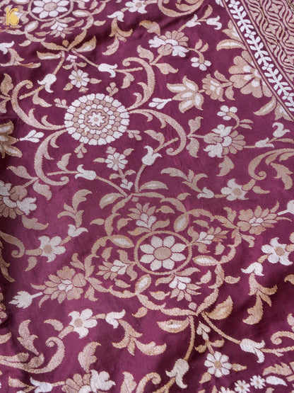 Banarasi Katan Silk Jamdani Saree in Wine Maroon