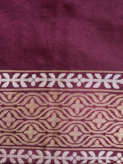 Banarasi Katan Silk Jamdani Saree in Wine Maroon