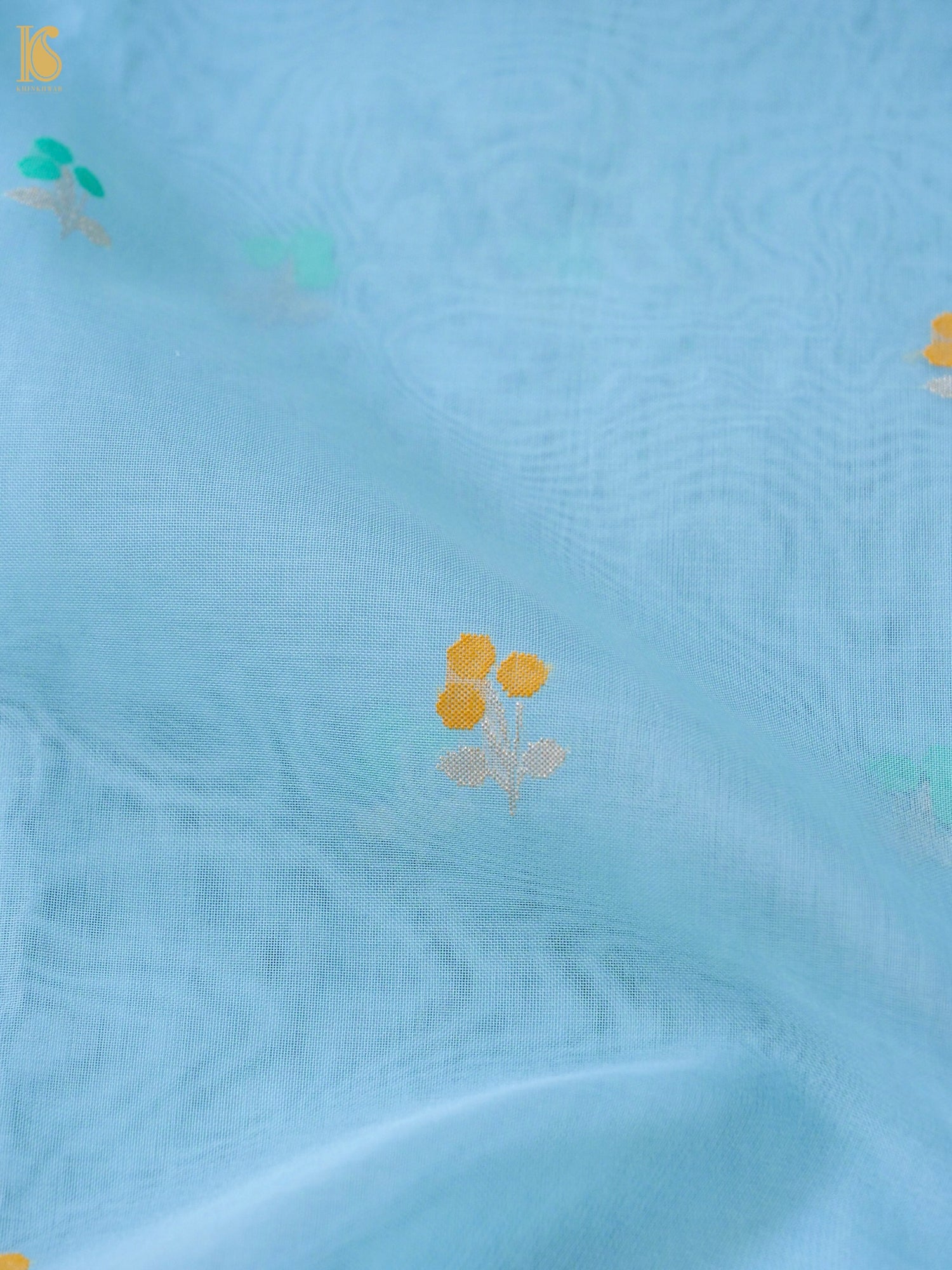 Banarasi Kora Silk Ektara Jamdani Saree in Sky Blue