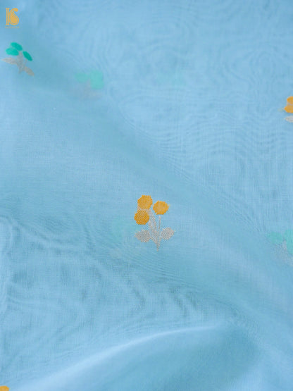 Banarasi Kora Silk Ektara Jamdani Saree in Sky Blue