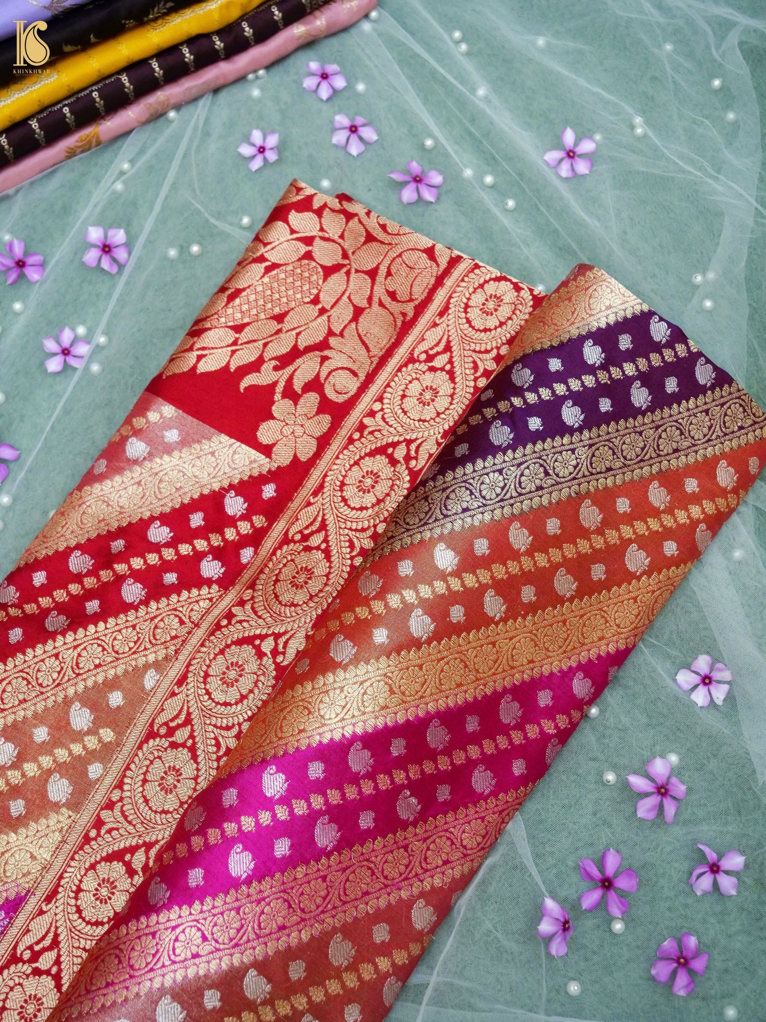 Banarasi Katan Silk Rangkat Handwoven Saree in Multicolour