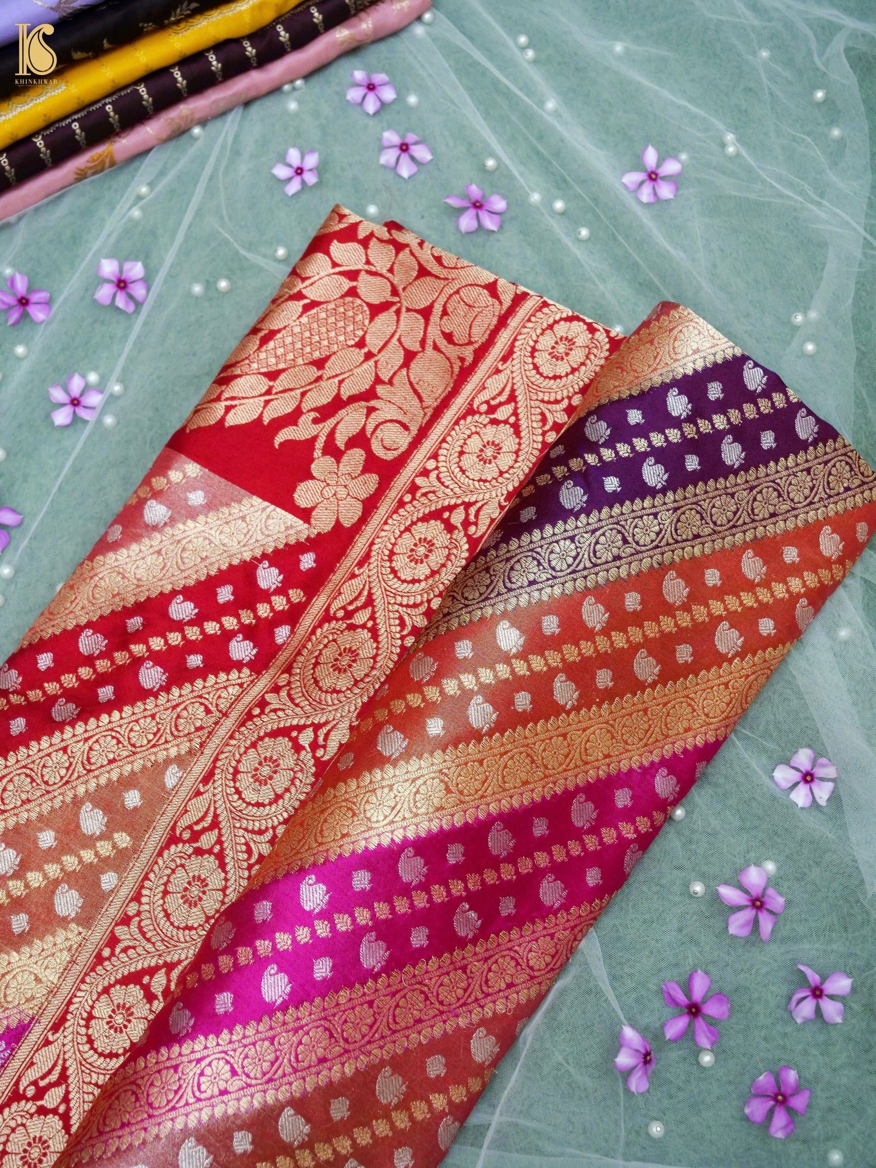 Banarasi Katan Silk Rangkat Handwoven Saree in Multicolour