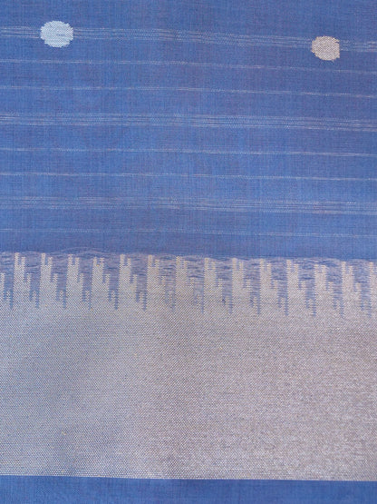 Banarasi Kora Silk Ektara Jamdani Saree in Steel Blue