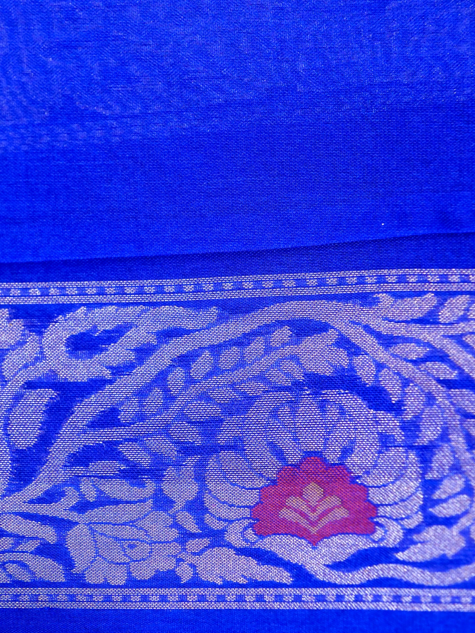 Banarasi Kora Silk Jamdani Saree in Cobalt Blue