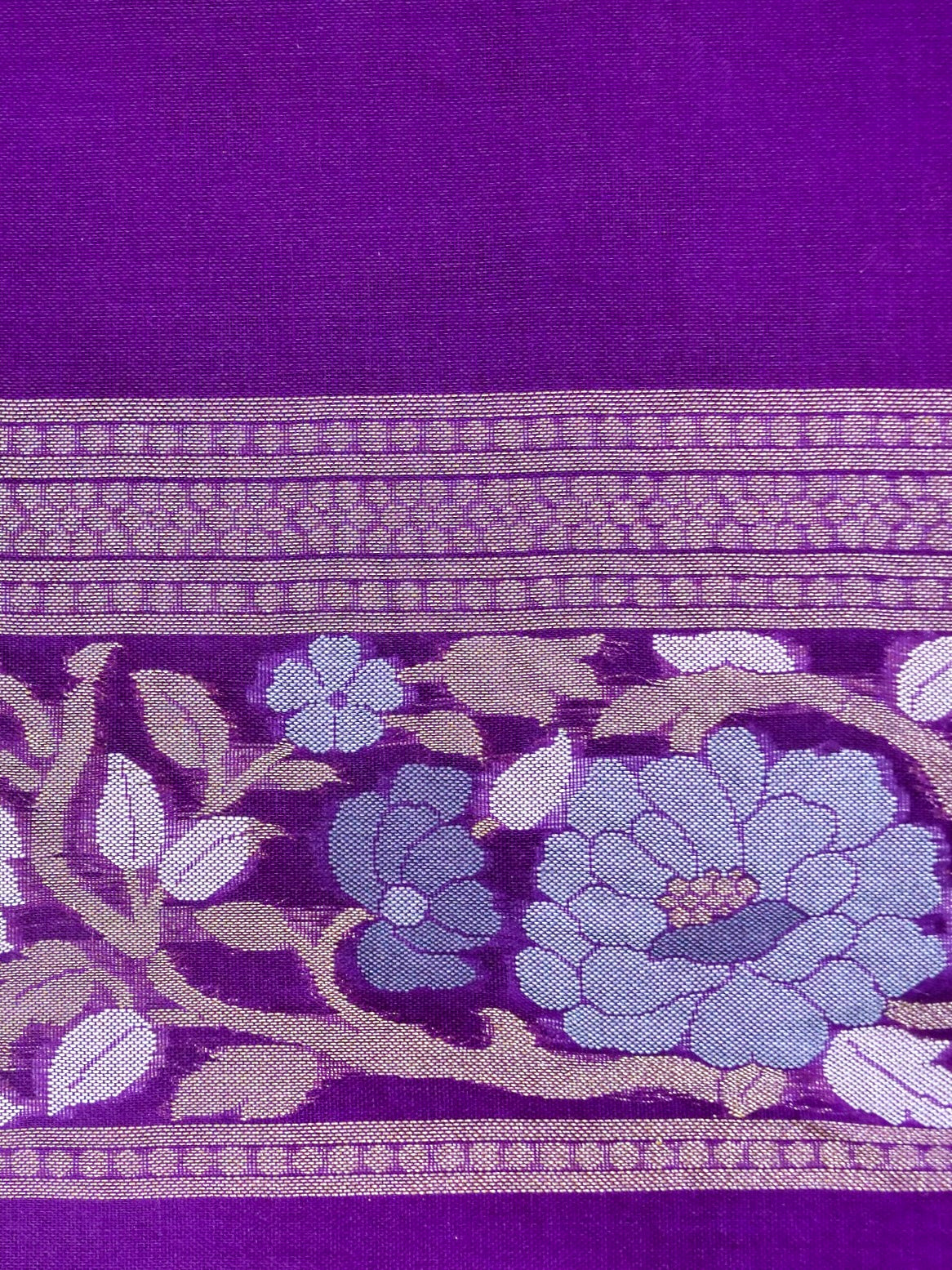 Banarasi Kora Silk Jamdani Saree in Deep Violet