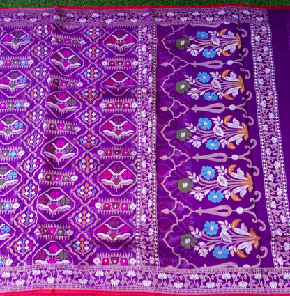 Banarasi Kora Silk Jamdani Saree in Amethyst Purple