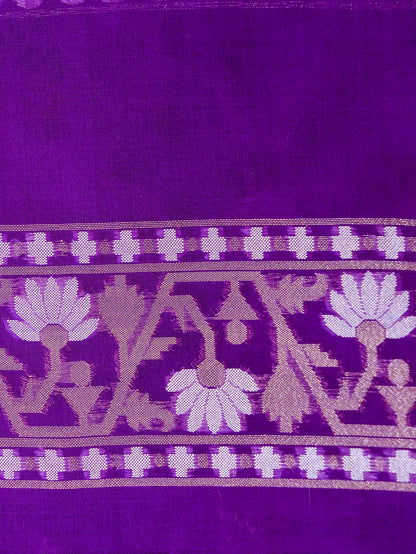 Banarasi Kora Silk Jamdani Saree in Amethyst Purple