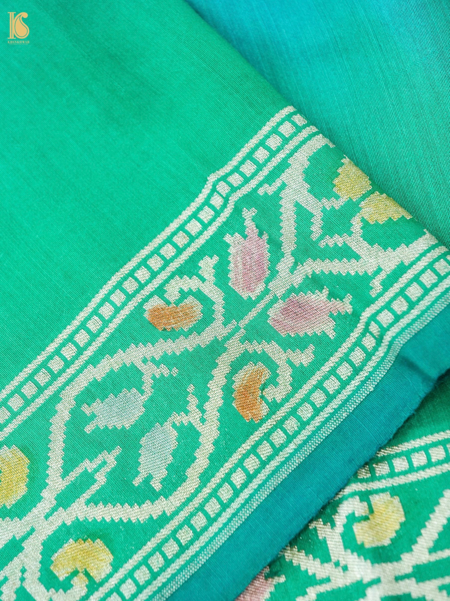 Handwoven Banarasi Chiniya Silk Dupatta in Aqua Green - Noor