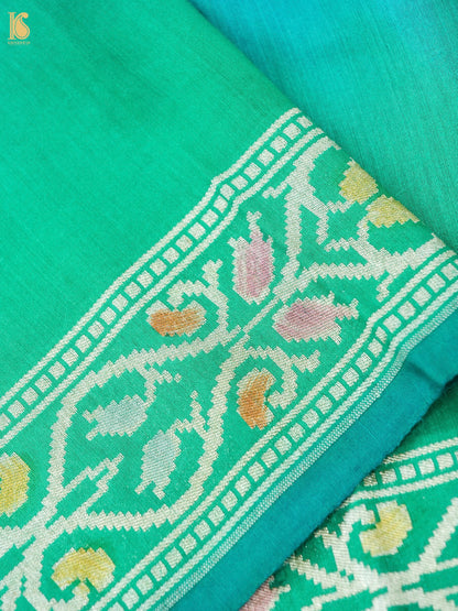 Handwoven Banarasi Chiniya Silk Dupatta in Aqua Green - Noor