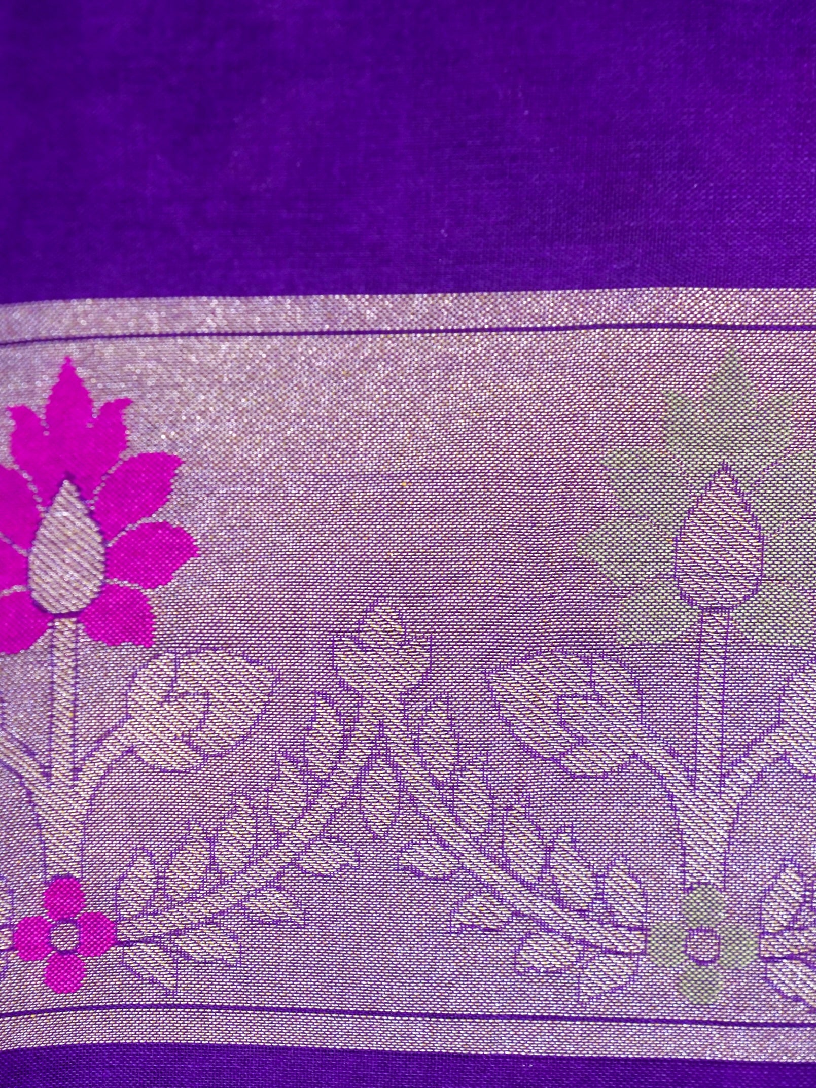 Banarasi Kora Silk Jamdani Saree in Violet Purple