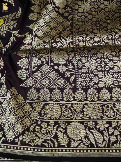 Banarasi Katan Silk Kadwa Jangla Handwoven Saree in Wine Purple