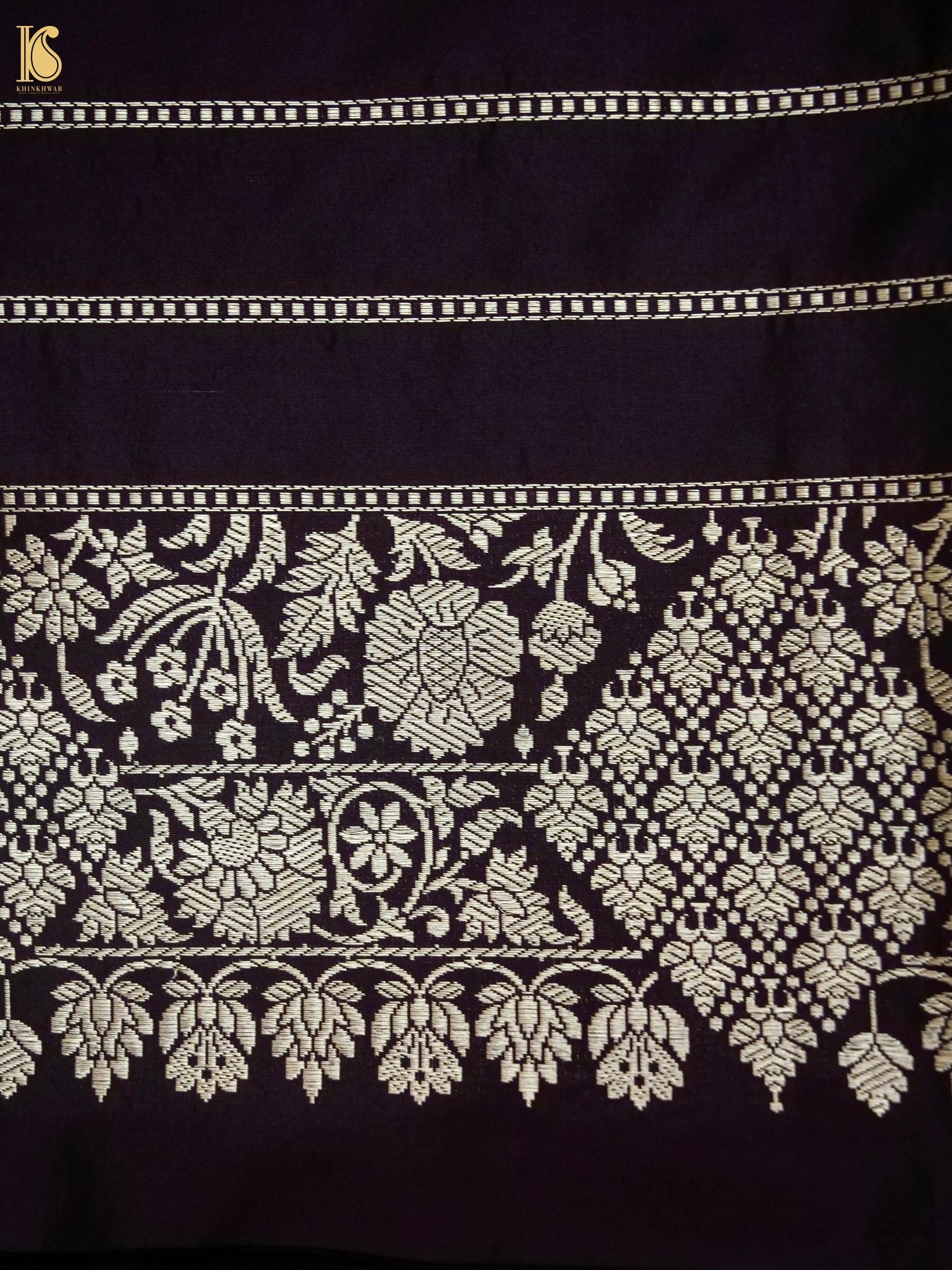 Banarasi Katan Silk Kadwa Jangla Handwoven Saree in Wine Purple