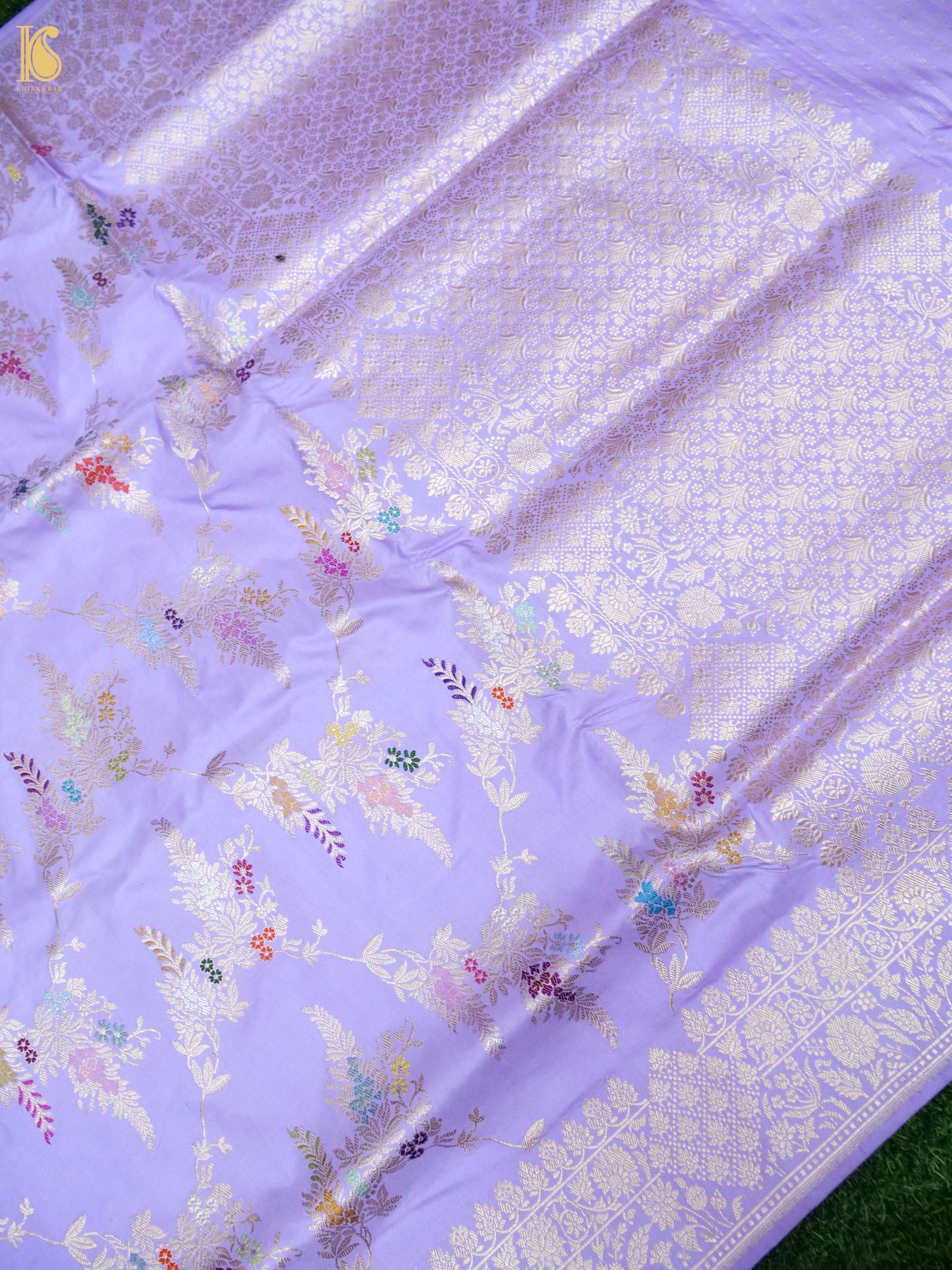 Banarasi Katan Silk Kadwa Jangla Handwoven Saree in Lavender Purple