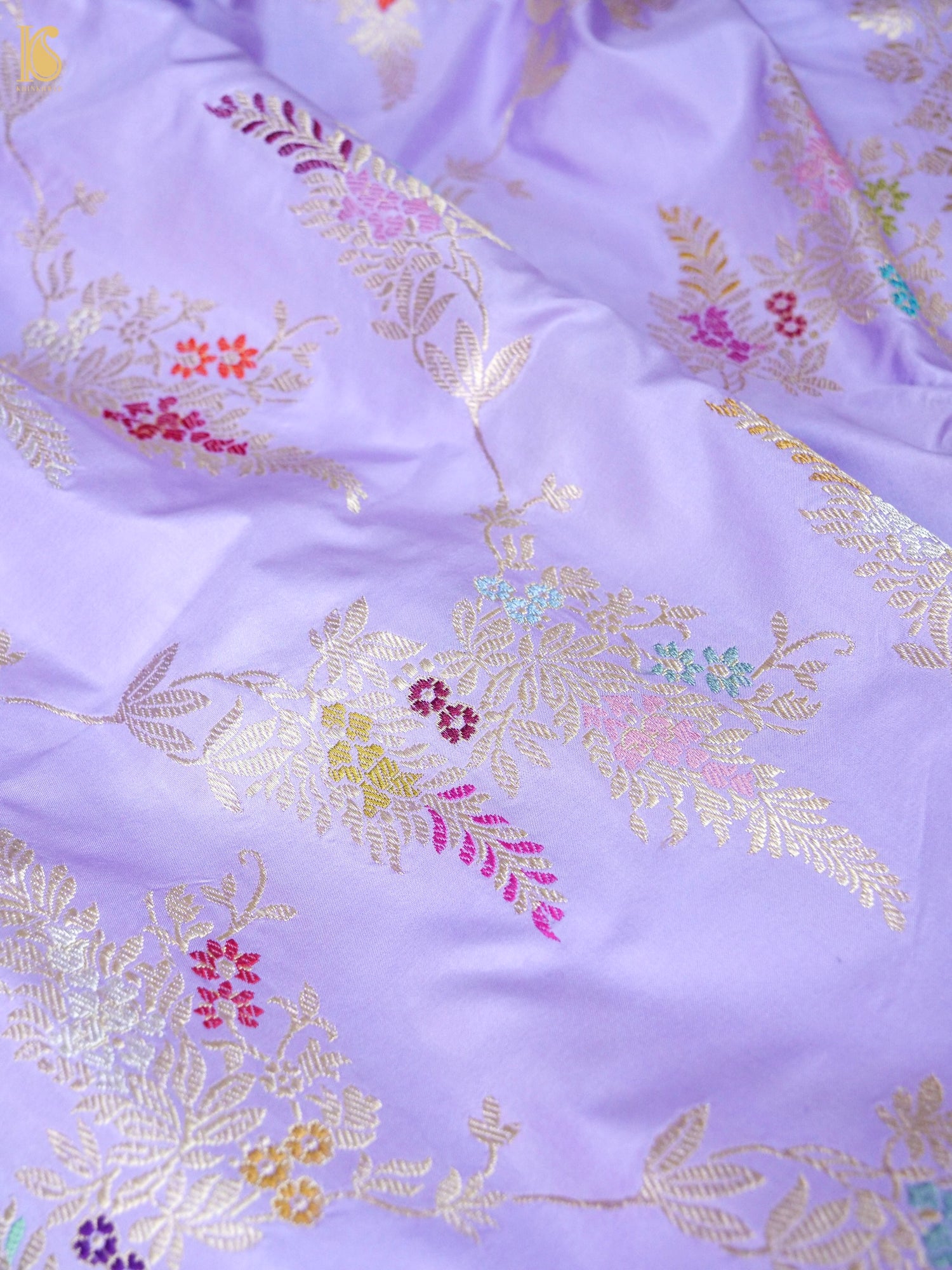Banarasi Katan Silk Kadwa Jangla Handwoven Saree in Lavender Purple