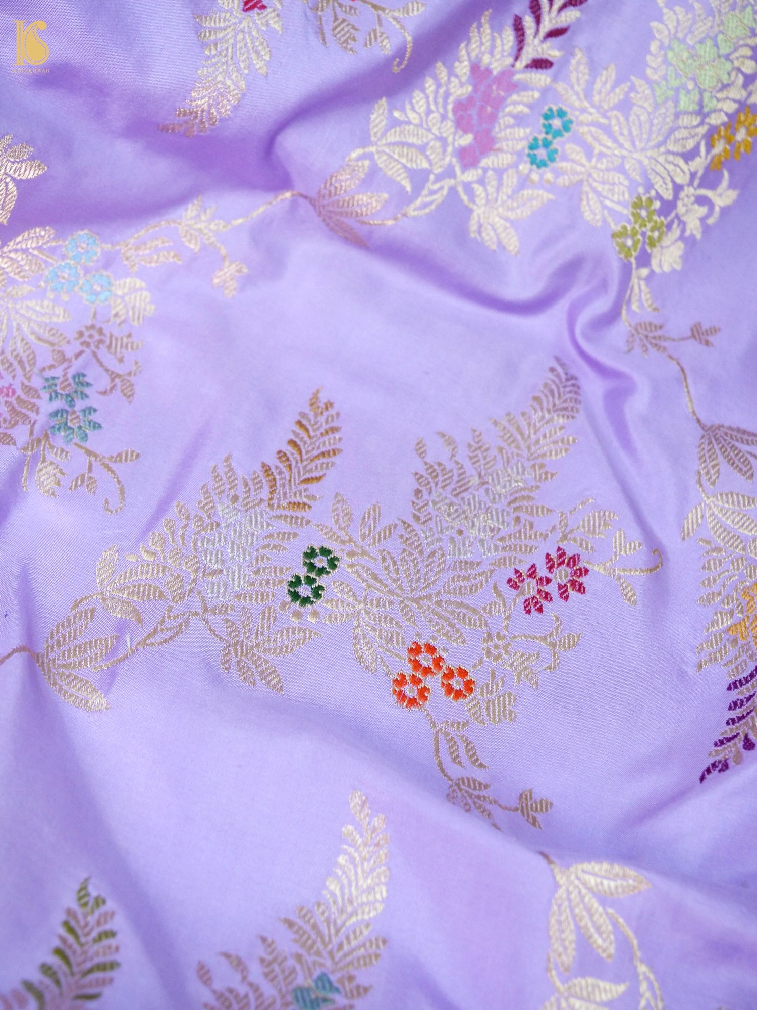 Banarasi Katan Silk Kadwa Jangla Handwoven Saree in Lavender Purple