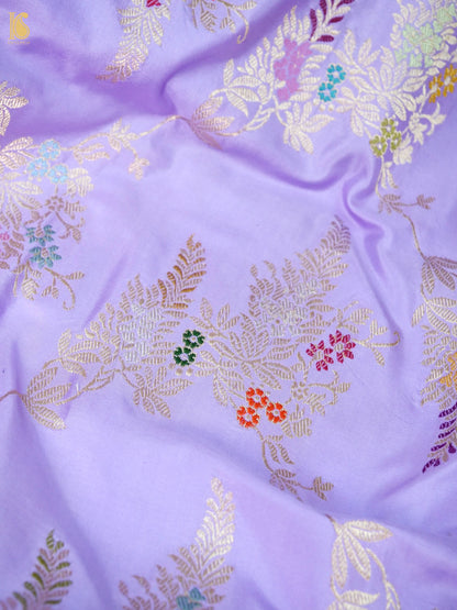Banarasi Katan Silk Kadwa Jangla Handwoven Saree in Lavender Purple