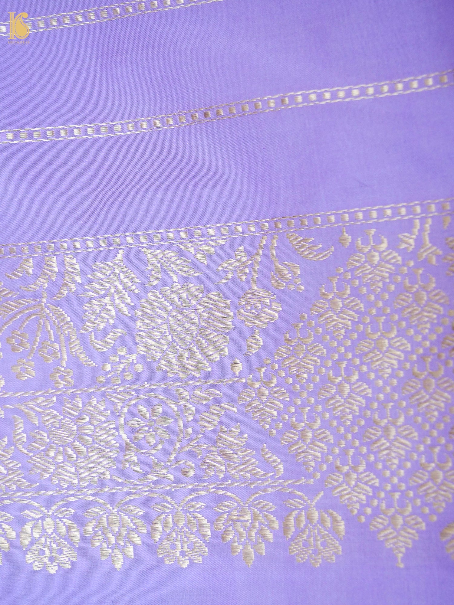 Banarasi Katan Silk Kadwa Jangla Handwoven Saree in Lavender Purple