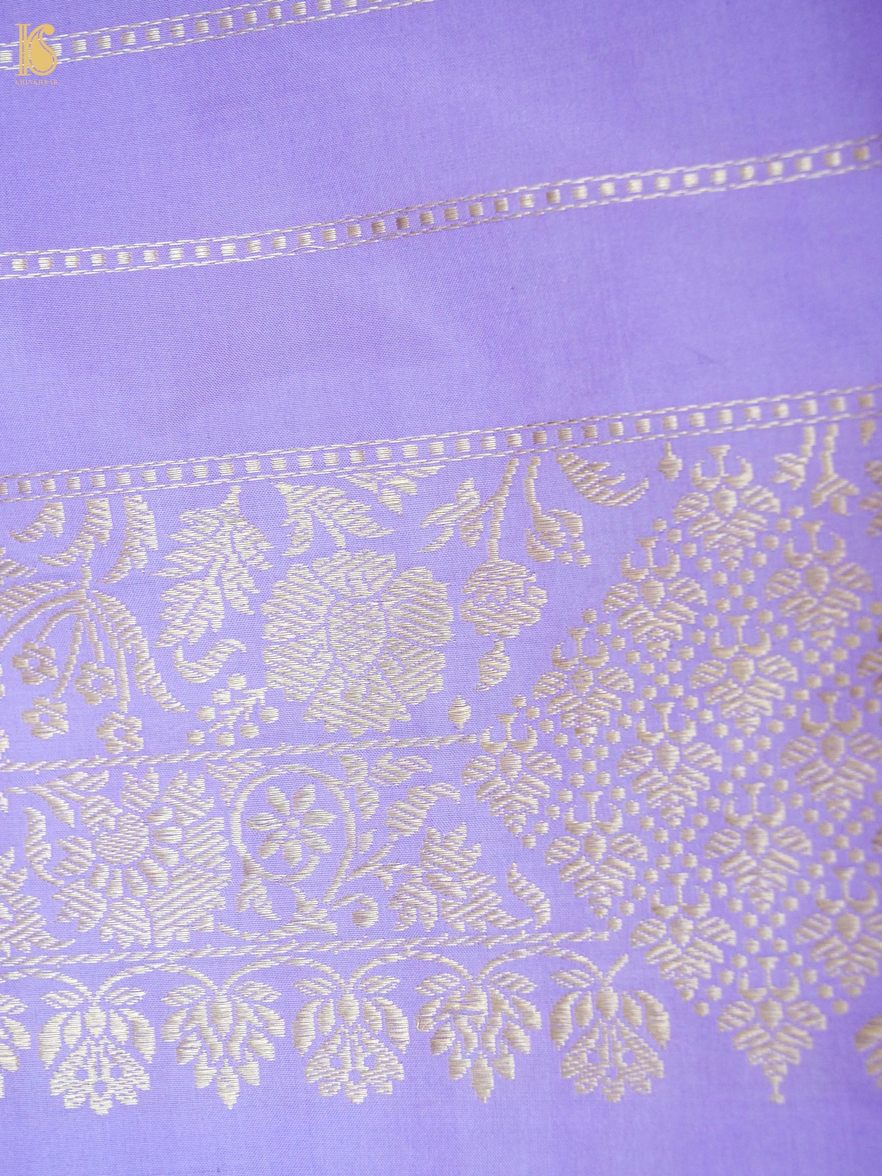 Banarasi Katan Silk Kadwa Jangla Handwoven Saree in Lavender Purple