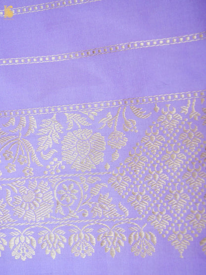 Banarasi Katan Silk Kadwa Jangla Handwoven Saree in Lavender Purple