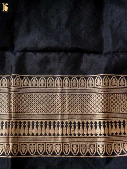 Banarasi Katan Silk Kurta Fabric with Salwar in Jet Black