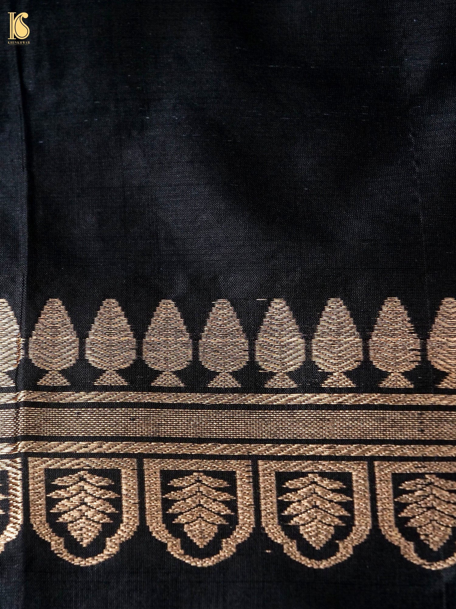 Banarasi Katan Silk Kurta Fabric with Salwar in Jet Black
