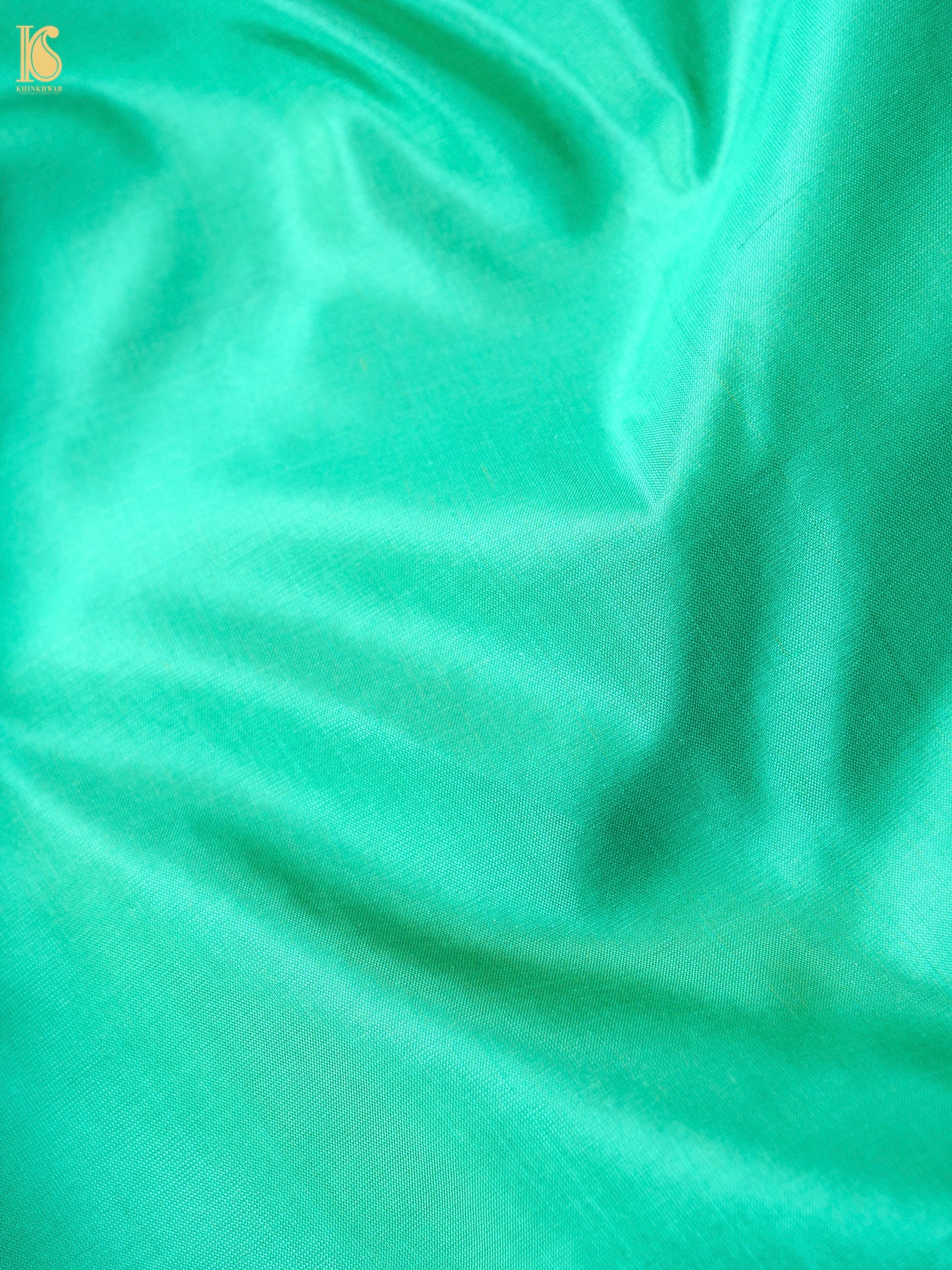 Banarasi Katan Silk Kurta Fabric with Salwar in Sea Green
