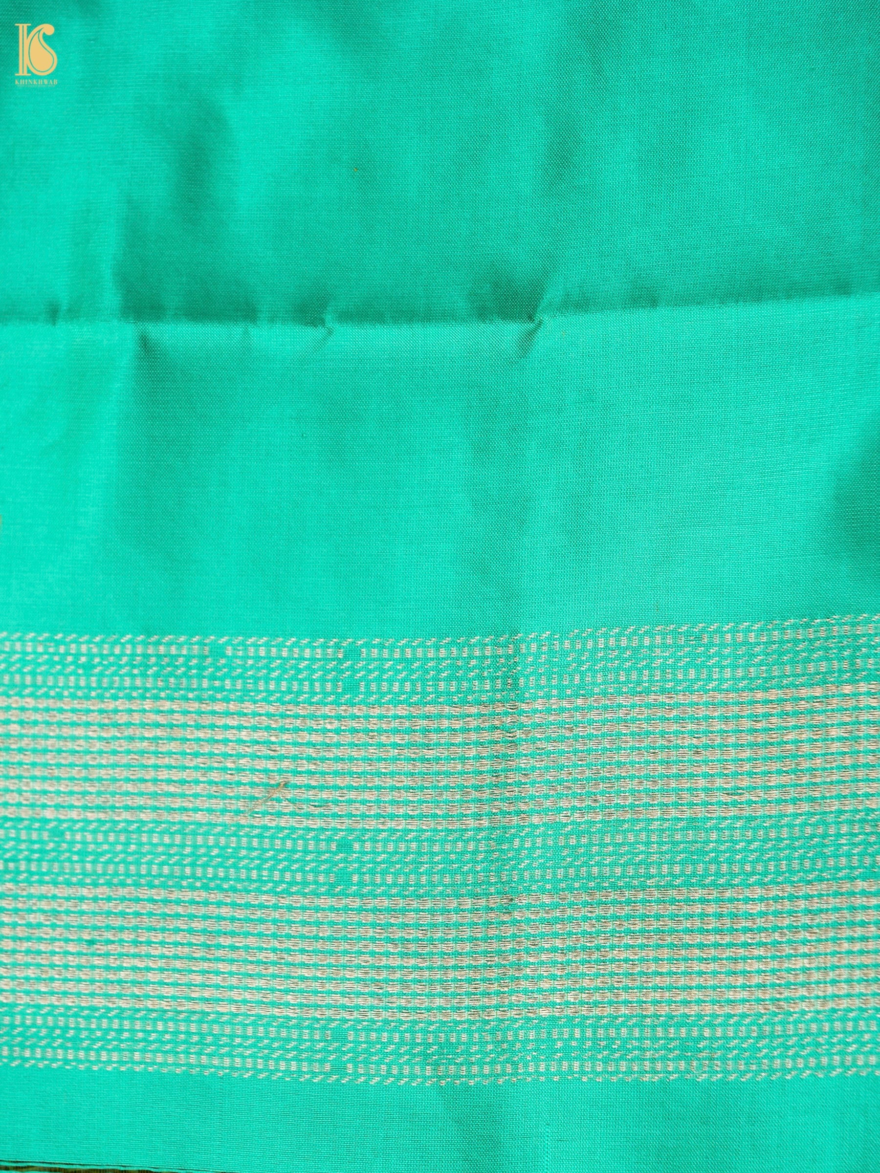 Banarasi Katan Silk Kurta Fabric with Salwar in Sea Green