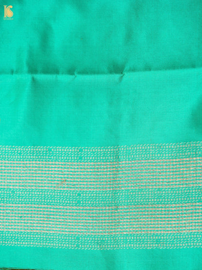 Banarasi Katan Silk Kurta Fabric with Salwar in Sea Green