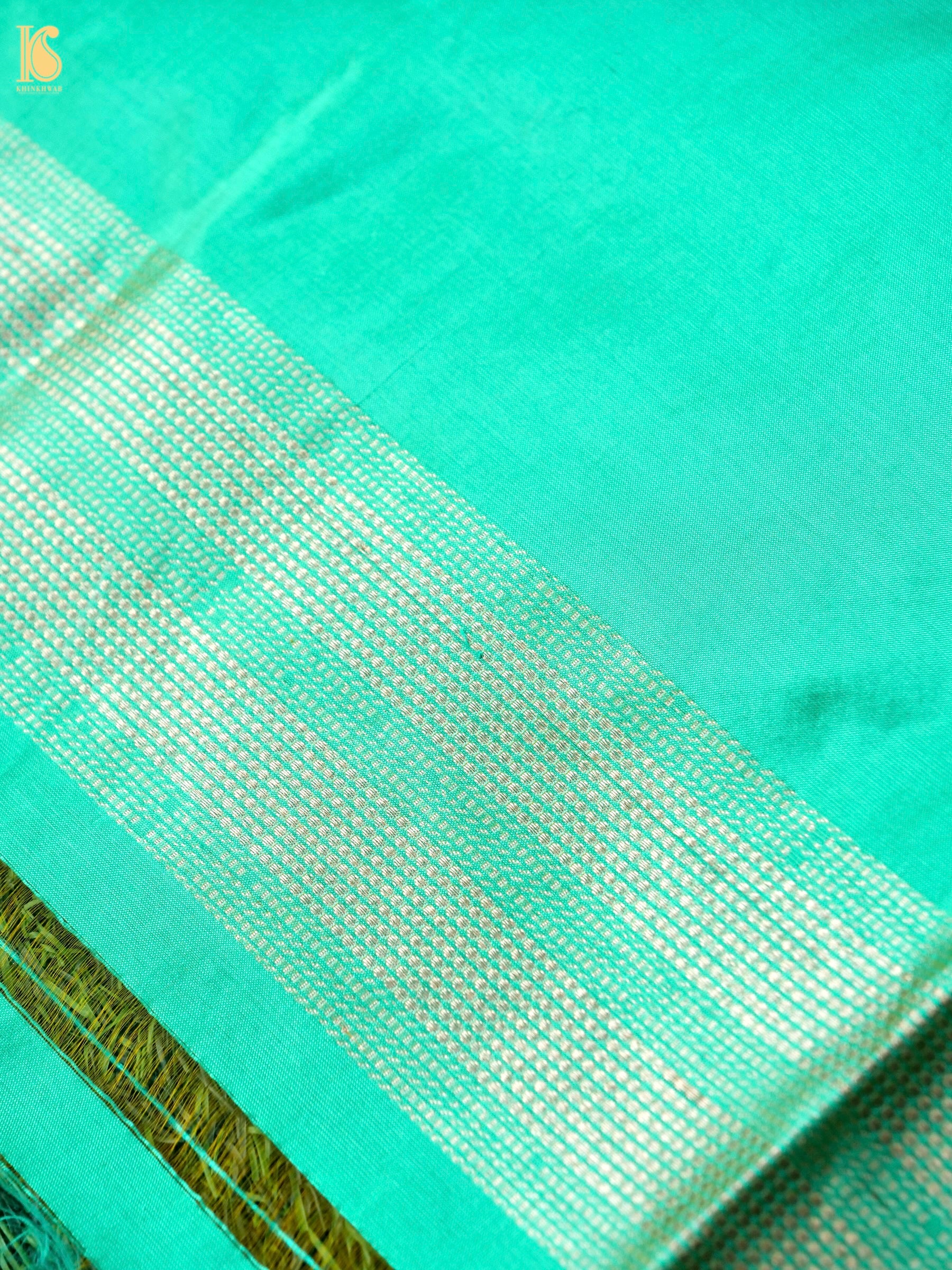 Banarasi Katan Silk Kurta Fabric with Salwar in Sea Green