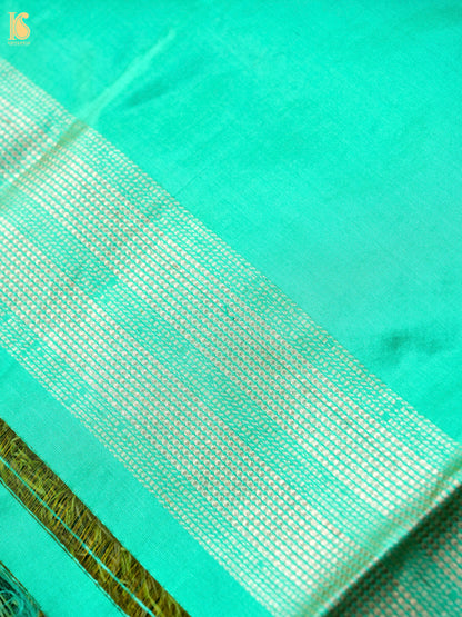Banarasi Katan Silk Kurta Fabric with Salwar in Sea Green