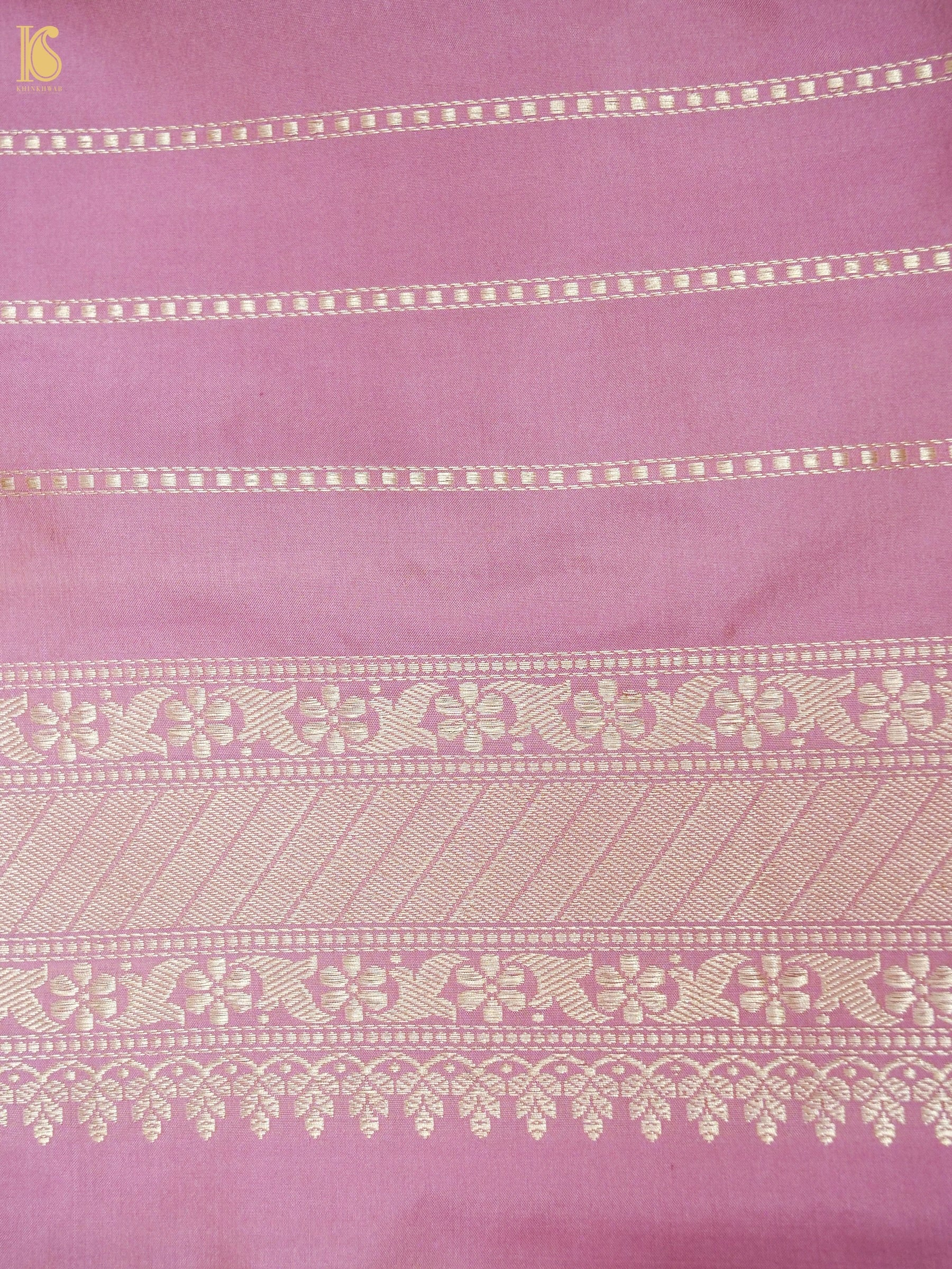 Banarasi Katan Silk Kadwa Jangla Handwoven Saree in Blush Pink