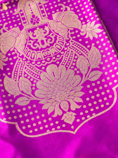 Banarasi Katan Silk Kurta Fabric with Salwar in Magenta