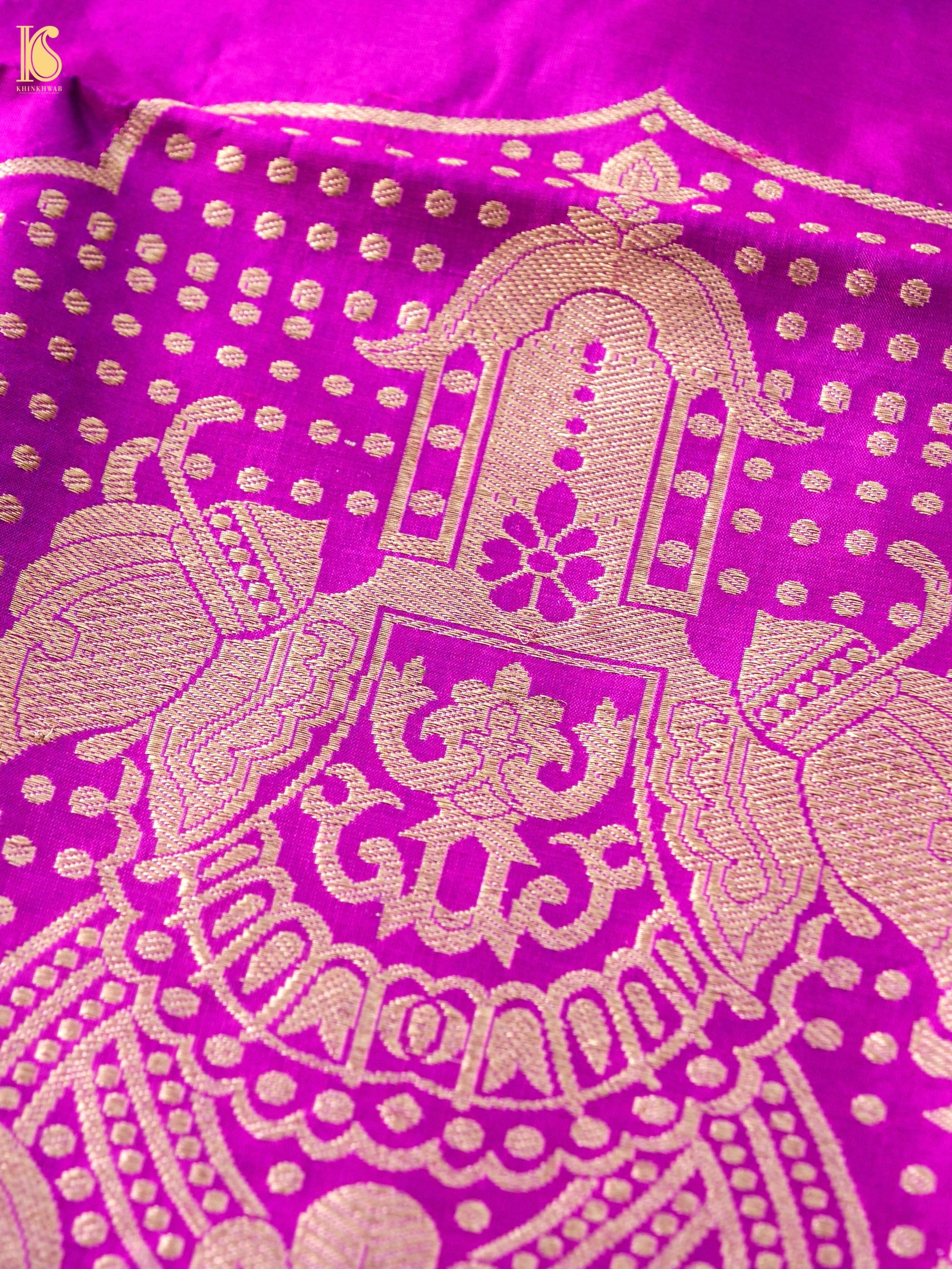 Banarasi Katan Silk Kurta Fabric with Salwar in Magenta