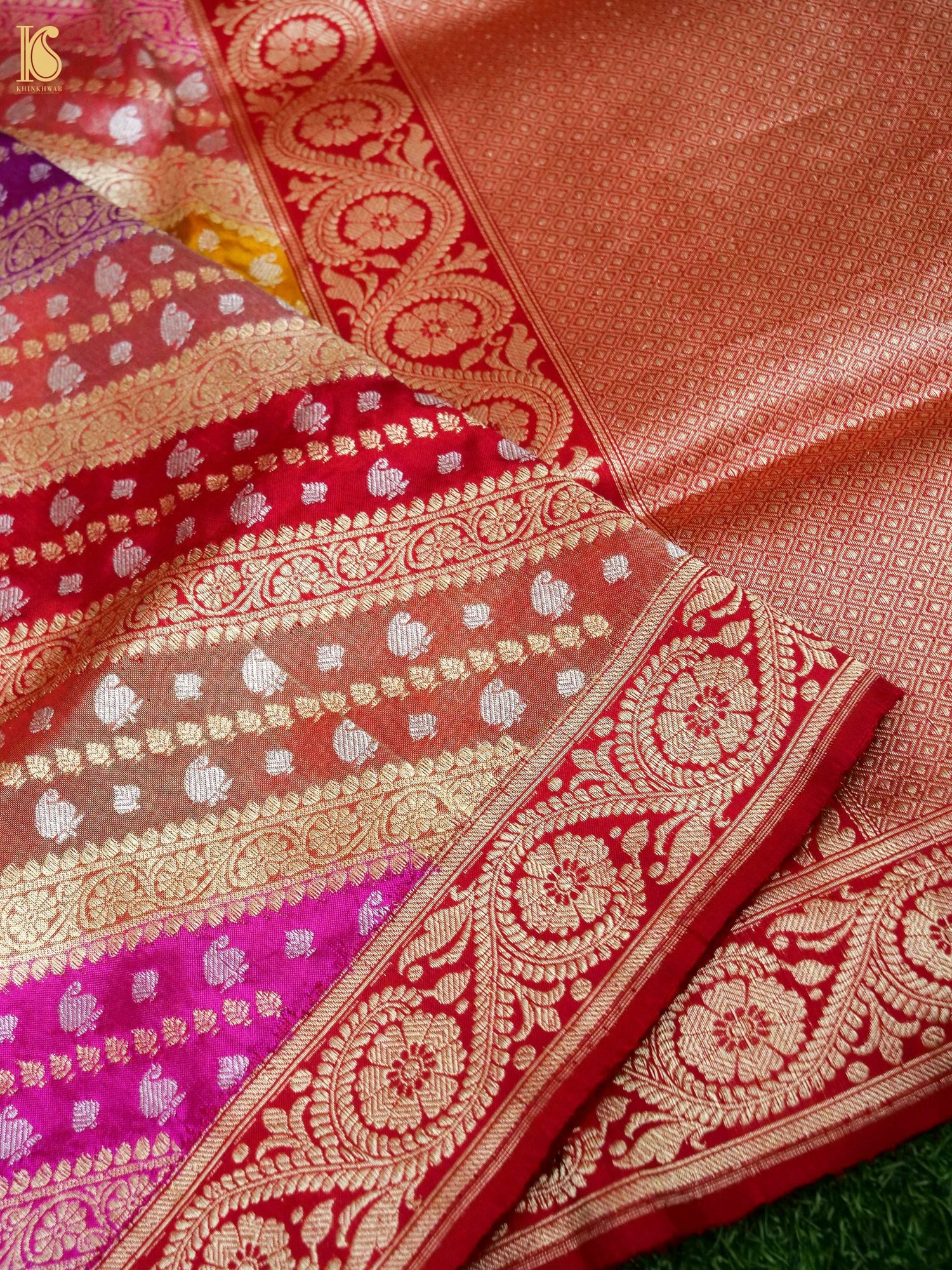 Banarasi Katan Silk Rangkat Handwoven Saree in Multicolour