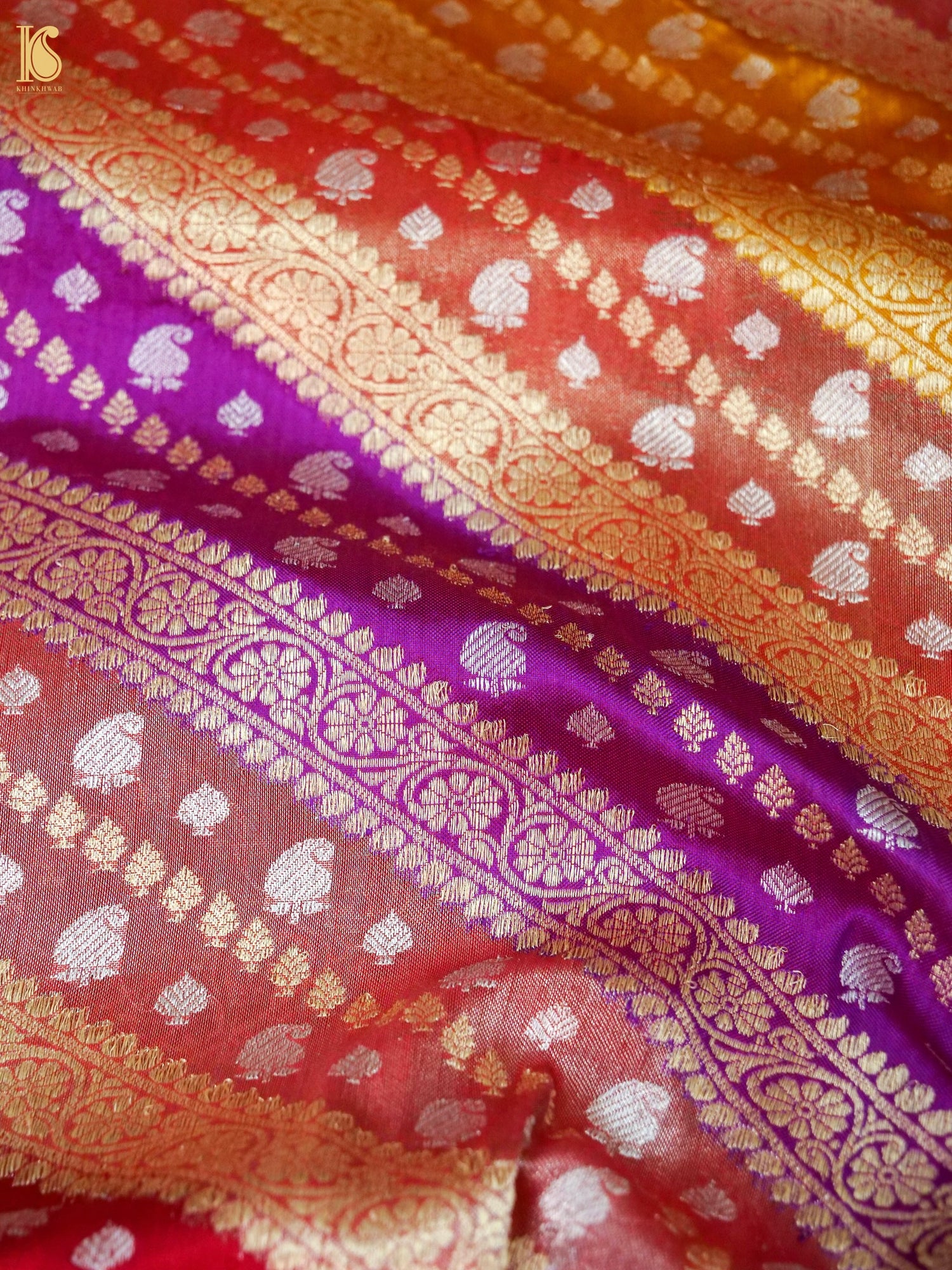 Banarasi Katan Silk Rangkat Handwoven Saree in Multicolour