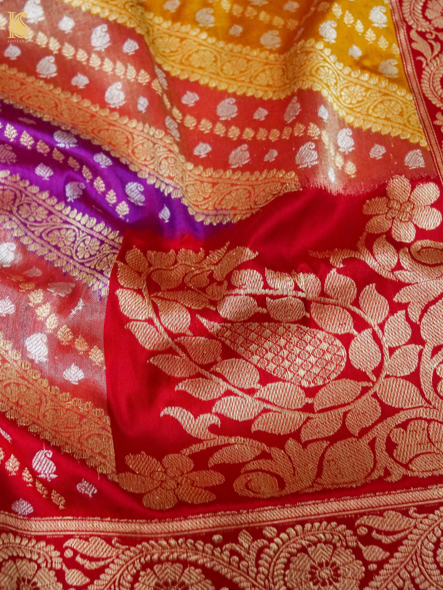 Banarasi Katan Silk Rangkat Handwoven Saree in Multicolour