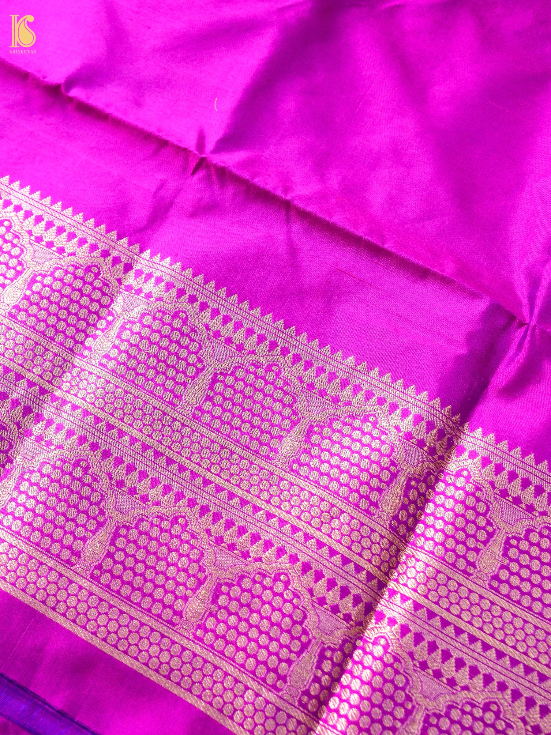Banarasi Katan Silk Kurta Fabric with Salwar in Magenta