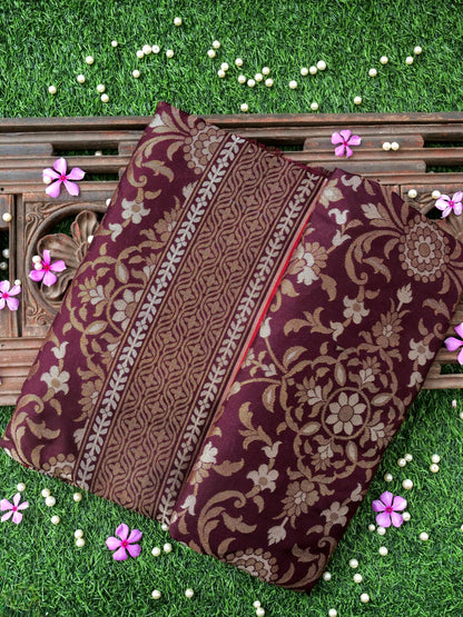 Banarasi Katan Silk Jamdani Saree in Wine Maroon
